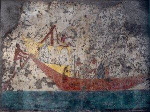 Egyptiläinen antiikki: "" Egyptin sotilasalus"" Fresko haudasta. 2000 eaa. Torino, Museo Egizio tekijältä Middle Kingdom Egyptian