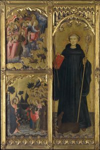 Saint Giles Kristuksen kanssa voitti Saatanan ja apostolien tehtävän, n. 1408. tekijältä Miguel Alcaniz