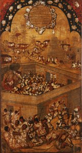 Meksikon valloitus, paneeli VII, n. 1696-1715 (maali puulle)