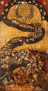 Meksikon valloitus, paneeli XVIII, n. 1696-1715 (maali puulle)