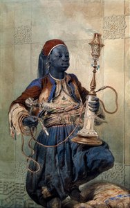 ""Nubian muotokuva vesipiipulla"" (Nubian vesipiippulla) Akvarelli Mihaly Zichy (1827-1906) 1862 Koko 49,5x31 cm Yksityiskokoelma