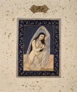 A Courtesan Kneeling, n. 1765 (akvarelli paperille) tekijältä Mihr Chand
