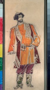 Miesten valmistava puku Nikolai (Nikolai) Rimski Korsakovin (Rimski-Korsakovin) (1844-1908) oopperaan "Tsaarin morsian" (N Rimski Korsakovin (Rimski) pukusuunnittelu oopperaan Tsaarin morsian ). -Korsakov) - Mihail Aleksanterin työ tekijältä Mikhail Aleksandrovich Vrubel