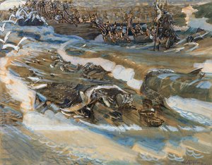 Kuvitus A. Pushkinin satuun tsaari Saltanista, 1901 tekijältä Mikhail Aleksandrovich Vrubel