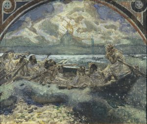 Jeesus kävelee veden päällä, 1890 tekijältä Mikhail Aleksandrovich Vrubel