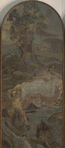 Venus, Amor ja Paris Triptyykki Pariisin tuomio, keskiosa, 1893 tekijältä Mikhail Aleksandrovich Vrubel