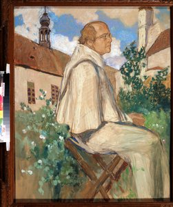 ""Johann Gregor Mendelin (1822-1884), tšekkiläisen munkin ja kasvitieteilijän, genetiikan perustajan muotokuva" Mihail Dmitrievich Ezuchevskyn (1880-1928) maalaus 1926 State Darwin Museum, Moskova