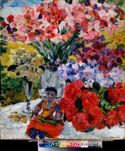Kukat ja nukke - Mihail Nikolajevitš Jakovlevin (1880-1942) maalaus öljy kankaalle