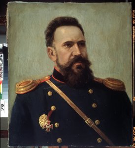 "Muotokuva sotilasta ja insinööri Serguei Mosinista (1849-1902) Mosin-Nagant -kiväärin (Mosin Nagant) keksijästä"" Mihail Geretsin (1900-1942) maalaus 1941 Valtion keskustykistömuseo, Pietari tekijältä Mikhail Petrovich Gerets