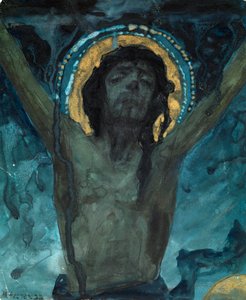 ""Kristus ristillä"" Mihail Vasilyevich Nesterovin (1862-1942) maalaus Koko 19x15,5 cm Yksityinen kokoelma tekijältä Mikhail Vasilievich Nesterov