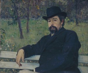 Taidemaalari Nikolai Aleksandrovitš Jaroshenkon muotokuva 1846-1898, 1897 tekijältä Mikhail Vasilievich Nesterov