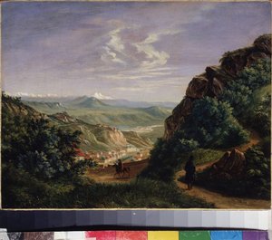 Näkymä Pyatigorsk, Venäjä (näkymä Pyatigorsk). Mihail Jurjevitš Lermontovin (1814-1841) maalaus öljy kankaalle