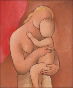 Äiti ja vauva, n. 1934 (öljy vanerille) tekijältä Mikulas Galanda