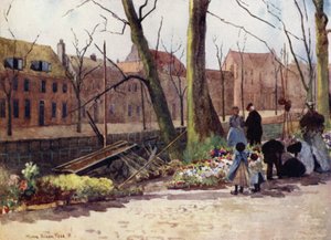 Flower-Market, Haarlem (väri litho)