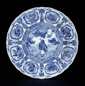 Sinivalkoinen kraakvati, jossa Li Tieguai ylittää meren kaksoiskurpitsalla, Wanli-kausi, 1594-1610 (posliini) tekijältä Ming Dynasty Chinese School
