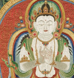 Yksityiskohta keisarillisesta kirjaillusta silkki-tangasta tekijältä Ming Dynasty Chinese School