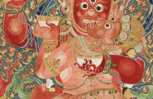 Yksityiskohta keisarillisesta kirjaillusta silkki-tangasta tekijältä Ming Dynasty Chinese School