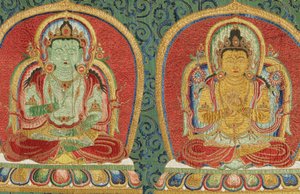 Yksityiskohta keisarillisesta kirjaillusta silkki-tangasta tekijältä Ming Dynasty Chinese School