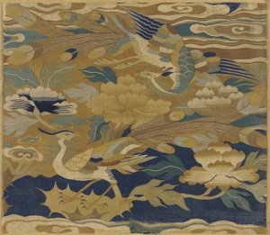 Feeniksit ja pionit, 1300-1400-luku (silkkikudos)