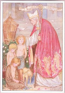"Kulmat kutsuvat niitä", hän sanoi. "Ei enkelit mieluummin". St Augustine (väri litho) tekijältä Minnie Didbin Spooner