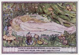 Kirjasta "Kesäyön unelma". William Shakespeare (värinen lito) tekijältä Minnie Didbin Spooner