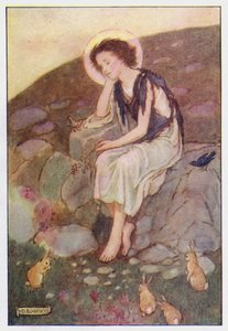 Saint Cuthbert (väri litho) tekijältä Minnie Didbin Spooner