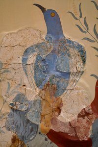 "Sininen lintu" Fresko tai "Kreetan sininen lintu". Knossos tekijältä Minoan