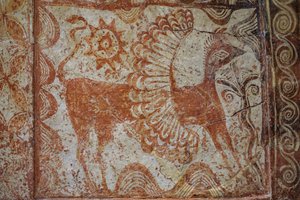 Rintalarnax harjakattoisella kannella. 1370-1300 eaa tekijältä Minoan