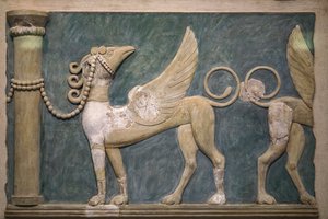 Fresko kohokuvioisista griffineistä. Knossoksen palatsi. 1600-1450 eaa tekijältä Minoan