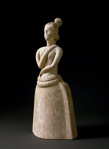 Minolainen taide: terrakottahahmosta nainen palvonnassa. Piskokephalon pyhäköstä Kreetalta. 1700-1450 eaa. Himmeä. 24,6 cm Heraklion, arkeologinen museo tekijältä Minoan