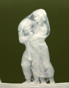 Yksityiskohta maljakoparista, "Les alteres y les frileux", 1879 tekijältä Mintons Ltd