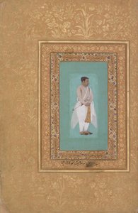 recto: Raja Suraj Singh Rathorin muotokuva, verso: Kalligrafian sivu..., suora: 1500-luvun loppu tekijältä Mir 