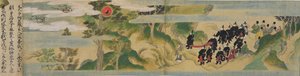 Geppoji-temppelin perustamishistoria, Muromachi-kausi, noin 1495 (muste, väri ja kulta paperille).