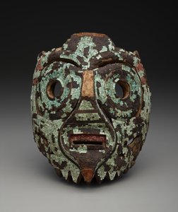 Naamio, mahdollisesti Tlalocista, n. 1350-1521 (puu, turkoosi, kuori, ruskohiili ja hartsi)