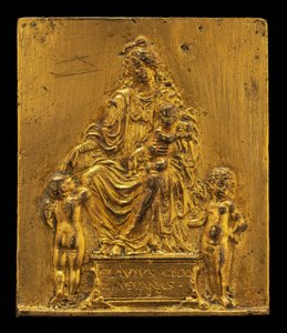Madonna ja lapsi istuu kahden enkelin kanssa, 1552. tekijältä Moderno