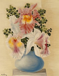 Sininen maljakko orkideoiden kanssa; Vase Bleu aux Orchidees tekijältä Moise Kisling