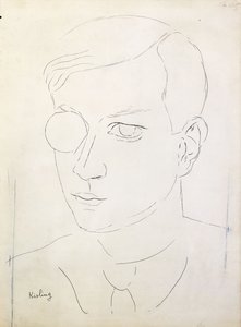 Tristan Tzaran muotokuva; Portrait de Tristan Tzara (Tristan Tzaran muotokuva) tekijältä Moise Kisling
