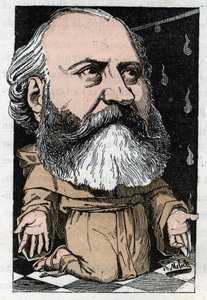 Muotokuva Charles Gounodista (1818-1893), ranskalainen säveltäjä Touchatoutin teoksessa "Le Trombinoscope", B. Molochin karikatyyri vuodelta 1882 (1849-1909). Yksityinen kokoelma. tekijältä Moloch