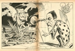 The Image for Laughter, numero 4, noin 1897_11_13 - Kuvitus Alphonse Hector Columbus, joka tunnetaan nimellä B. Moloch tai Moloch (1849-1909): Tuntematon enkeli - Dreyfusin tapaus, Paholaisen saari - Dreyfus Alfred, Scherer-Kestner Auguste tekijältä Moloch