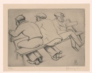 Kolme miestä sohvalla tekijältä Mommie Schwarz (signed by artist)