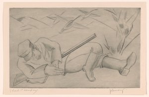 nukkuva metsästäjä tekijältä Mommie Schwarz (signed by artist)