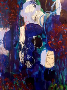 Dynaaminen sininen ja punainen abstrakti