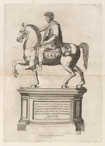 Marcus Aureliuksen ratsastuspatsas tekijältä Monogrammist CB after Nicolaus Beatrizet