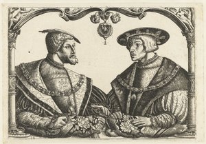 Karel V ja Ferdinand I tekijältä Monogrammist CB met boom (attributed to)