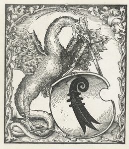 Lohikäärme, jolla on Baselin vaakuna tekijältä Monogrammist DS (graveur) (attributed to)