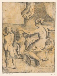 Venus kahdella putilla tekijältä Monogrammist FP (Italië; 16e eeuw)