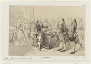 William V kunnioittaa Dogger Bankissa vuonna 1781 käydyn meritaistelun sankareita tekijältä Monogrammist IHM