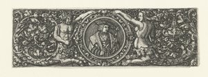 Friisi Maximilian I:n muotokuvalla medaljonissa tekijältä Monogrammist LB (Nederlanden)
