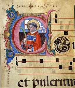 Ms 543 Historioitu alkukirjain St. Lawrence, psalterista, n. 1515 (vellum)