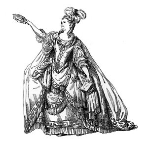 Puku ranskalaisesta teatterista, 1885.